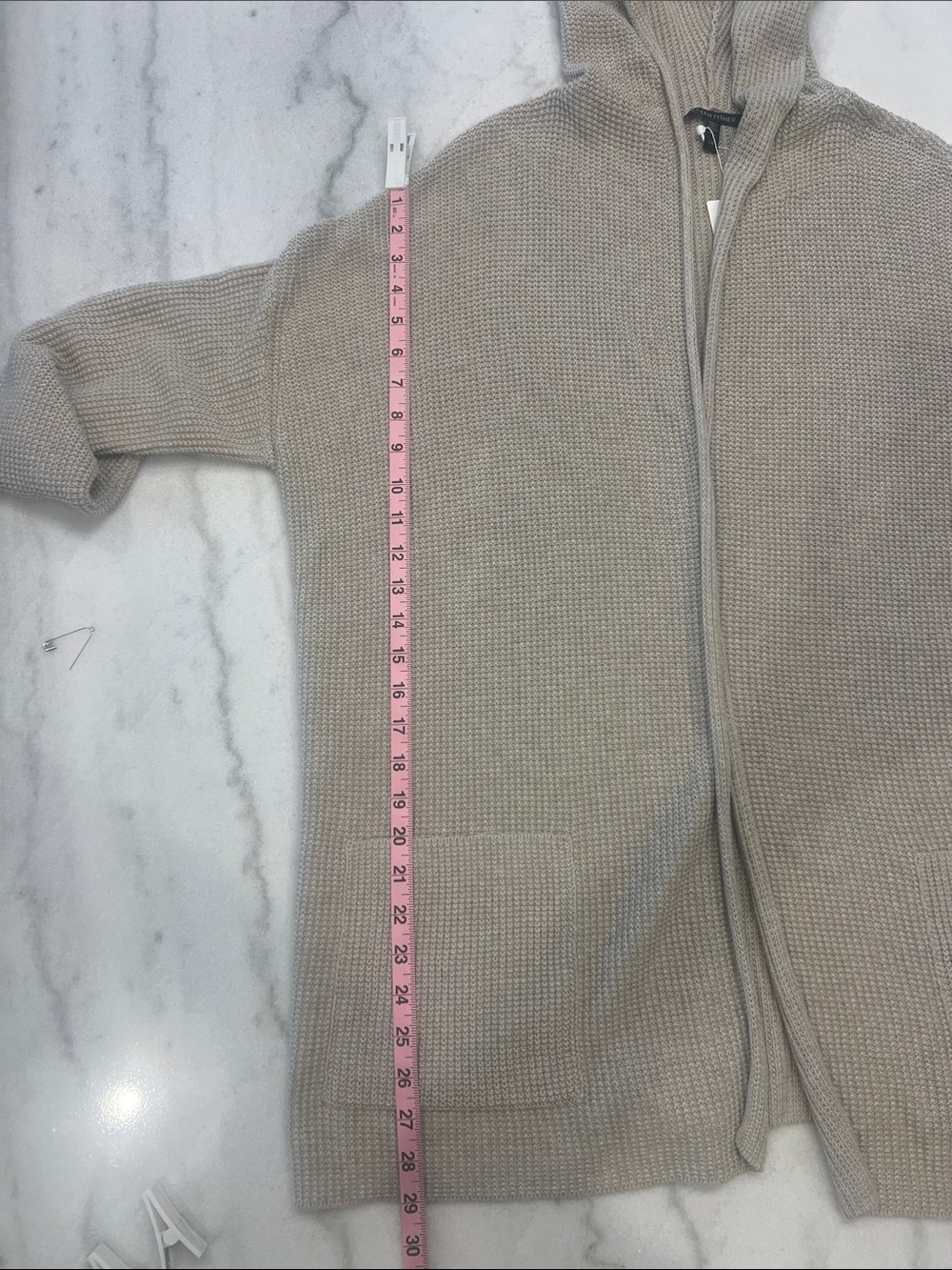 Eileen Fisher Hooded Open-Front Peruvian Organic Cotton Cardigan. Large NWT - Picture 14 of 15
